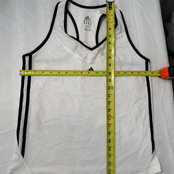 (B-49)Adidas Women’s L White Racerback Tank Top Athletic Workout Running Gym Act - Picture 7 of 7